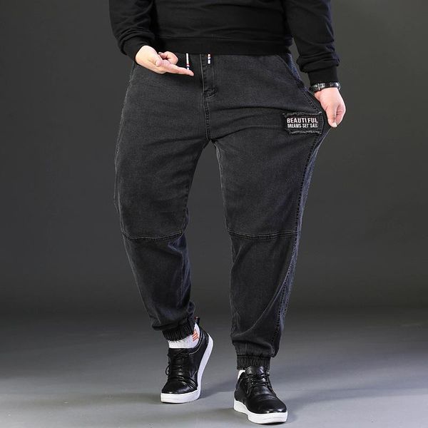 

men's jeans arrival autumn tether elastic waist men loose casual cotton mens super large plus size 34 36 38 40 42 46 48 6xl, Blue