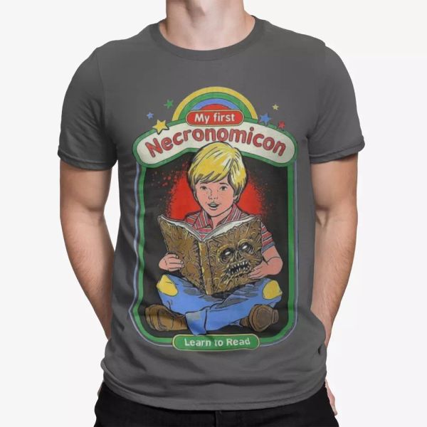 

my first necronomicon tshirt - funny animation tee poster retro gift, White;black
