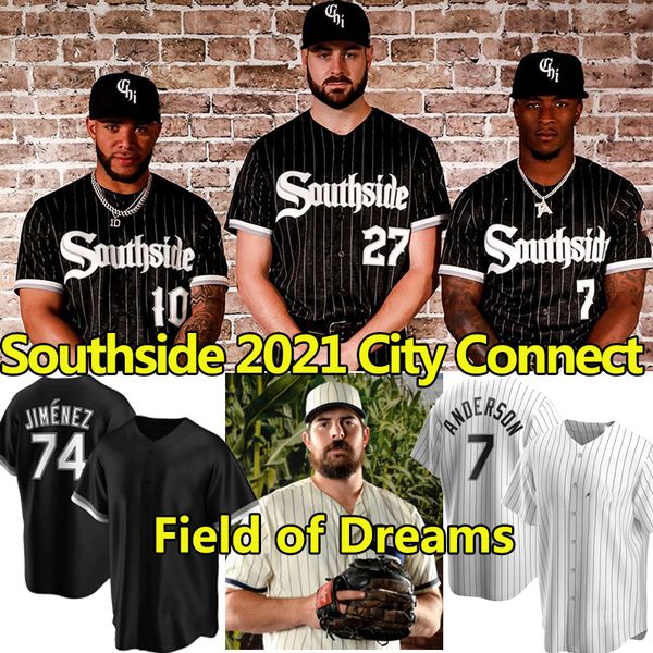 

chicago field of dreams 2021 city connect tim anderson baseball jerseys yoan moncada luis robert eloy jimÃ©nez yermin mercedes jose abreu and, Blue;black