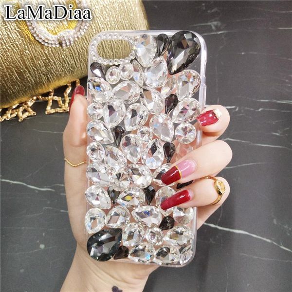 

3d handmade clear bling crystal rhinestone diamond skin case cover for huawei p40 p10 p20 p30 plus lite mate10 20 30 pro cell phone cases