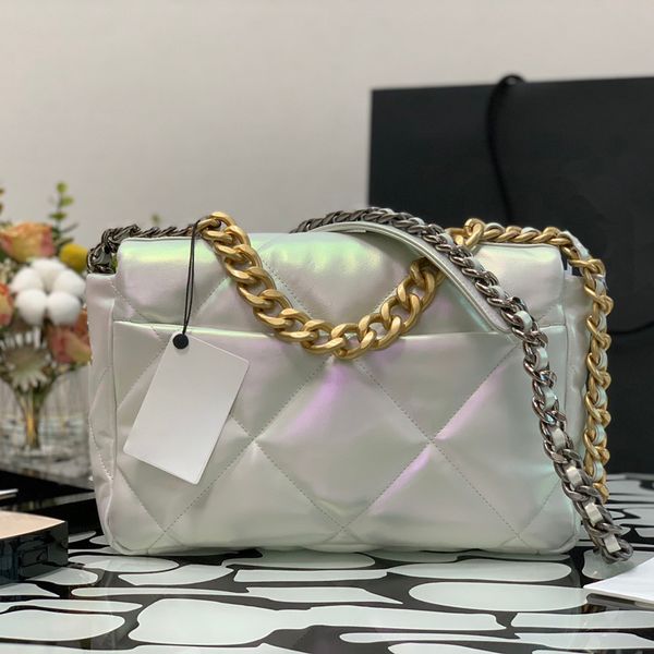 

2021 pearly whiite 19bag ladies bag with series number caramel lambskin shoulder cross body bags 7a quality handbags purses