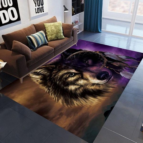 

living room large carpet wolf dream catcher purple brown area non-slip floor mat 50x80cm/80x120cm/100x150cm/100x120cm carpets
