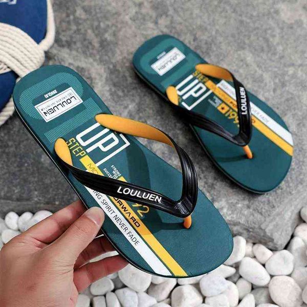 

men's slippers slipperssummer herringbone slippers men's non slip rubber soft soled casual sandals personality ins trend clip foot, Black