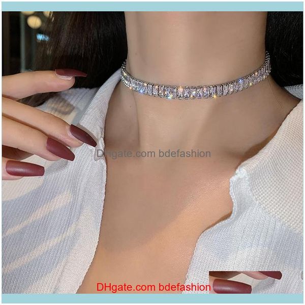 

necklaces & pendants jewelrykorean selling fashion jewelry, copper inlaid zircon, luxury shiny necklace ladies party chokers drop deliv, Golden;silver