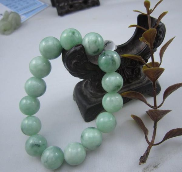 

beaded, strands nature grade "a " green 13mm beads yu bracelet strands/, Black