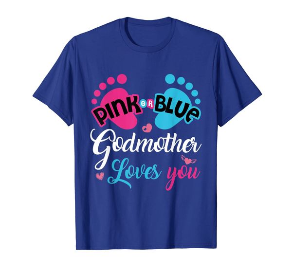 

pink or blue godmother loves you gender reveal shirt, White;black