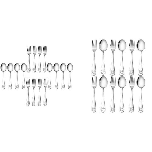 

dinnerware sets kids silverware stainless steel children's safe flatware little bear child spoon and fork set toddler utensils