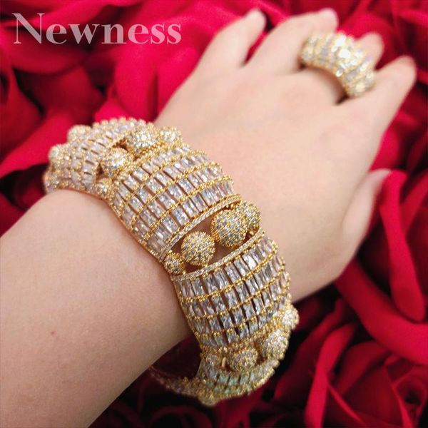 

earrings & necklace ness luxury special design big women engagement bangle and ring fashion jewelry set super cubic zirconia, Silver