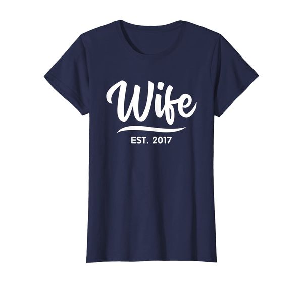 

womens wife est 2017 shirt - 2nd wedding anniversary gift for her, White;black