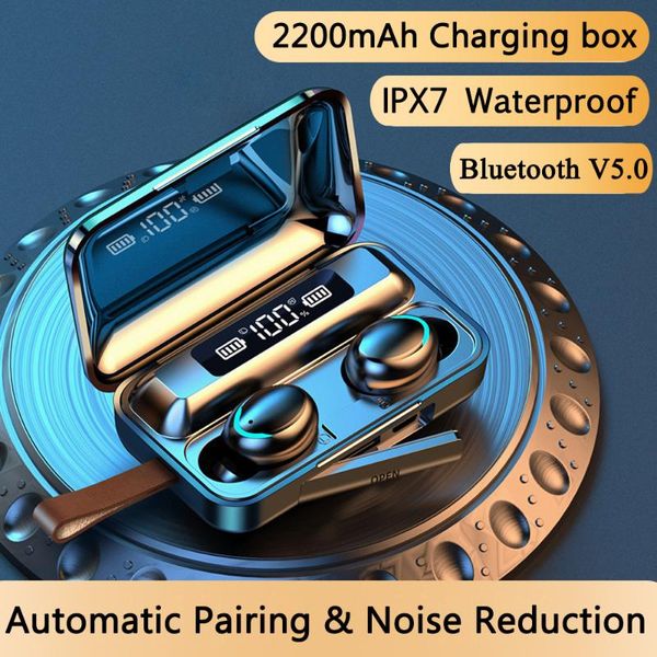 

& mp4 players tws bluetooth-compatible earphones 2200mah charging box wireless headphone 9d stereo sports waterproof earbuds headsets with m