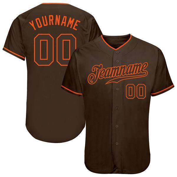

custom brown brown-orange authentic baseball jersey, Blue;black