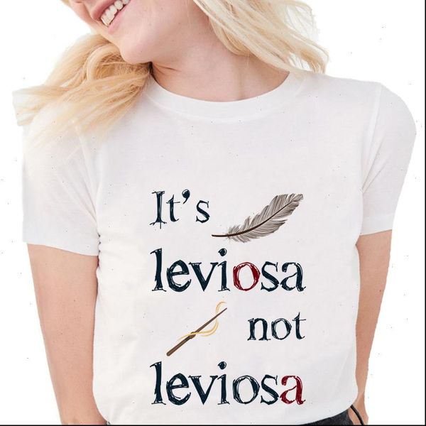 

womens t shirts fashion funny feather women its leviosa not letter graphic print tees soft cotton white