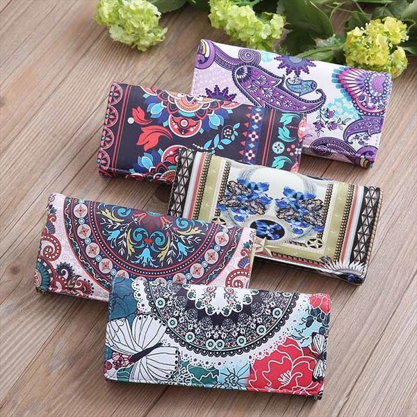 

women pu leather long purse printing card holder coin bag wallet handbag wt drop, Red;black