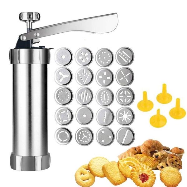 

baking & pastry tools manual biscuit cookie press stamps set cake decorating maker with 4 nozzles 20 molds