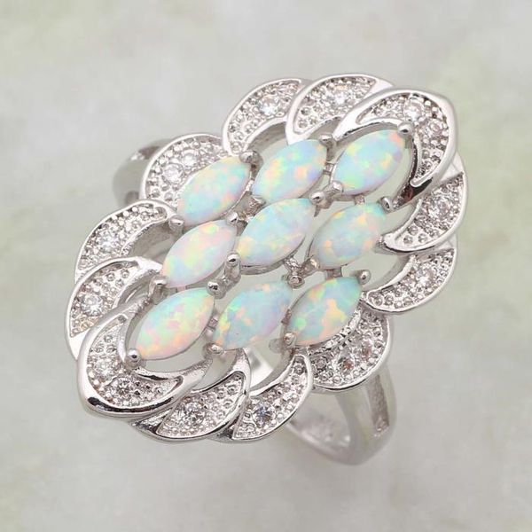 

wedding rings gallant fashion opal for women white silver color filled size 5 6 7 8 9 ar450, Slivery;golden