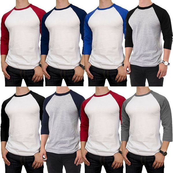 T-shirt da uomo 100% cotone manica 3/4 maglia da baseball Raglan Team Tee S M L XL