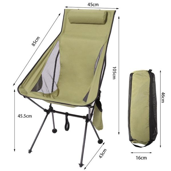 

camp furniture outdoor ultra-light aluminum folding chair portable heightened space backrest fishing leisure breathable moon