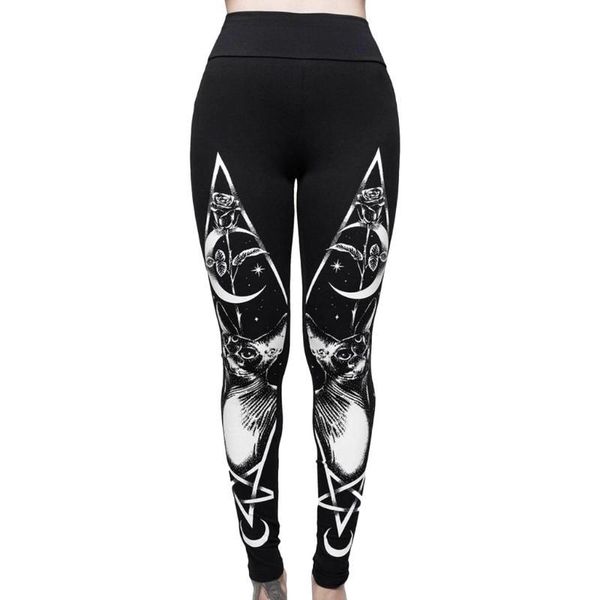 

running pants fashion women gothic style stretch skinny leggings goth sneaker print tights casual 2.20, Black;blue