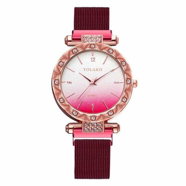 

luxury women's watch magnet star rainbow gradient color net red digital quartz casual watches wristwatches, Slivery;brown