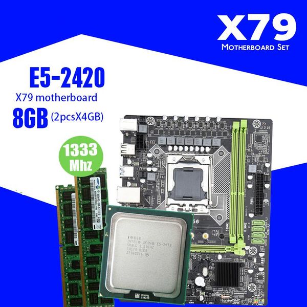 

motherboards kllisre x79 motherboard combo kit set xeon lga 1356 e5 2420 c2 2x4gb=8gb 1333mhz ddr3 ecc reg memory