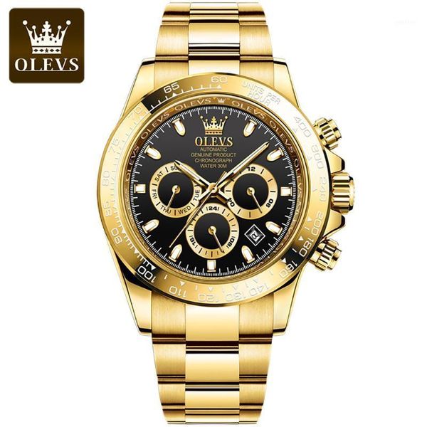 

wristwatches 2021 luxury gold men's watch brand stainless steel sports mechanical waterproof relogio masculino 6638, Slivery;brown