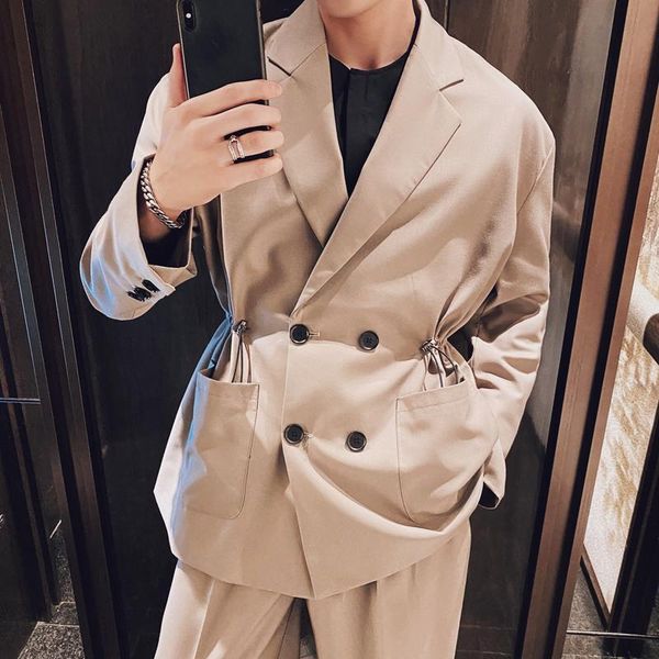 

men's suits & blazers (jacket+pant)2021 couples autumn winter women casual small men korean style slim trend spring and, White;black