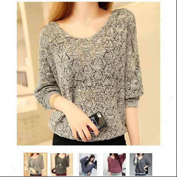 

spring pullovers casual womens sweater v neck loose batwing sleeve hollow out thin knitted female jersey mujer, White;black