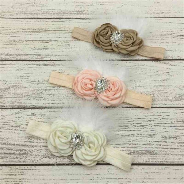 

baby girl flowers feather handband for birthday party delicate infantil toddler bebe hair accessories little festival bows 210529, Slivery;white