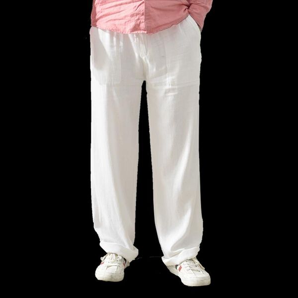 

casual man cargo pants jogger trousers male linen fashion sweatpants harajuku style zipper fiy mens harem 2021 streetwear men's, Black