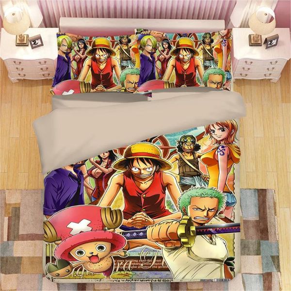 

bedding sets 3d anime one piece set multi size 3pcs single double king with pilloccase cartoon duvet cover for kids room