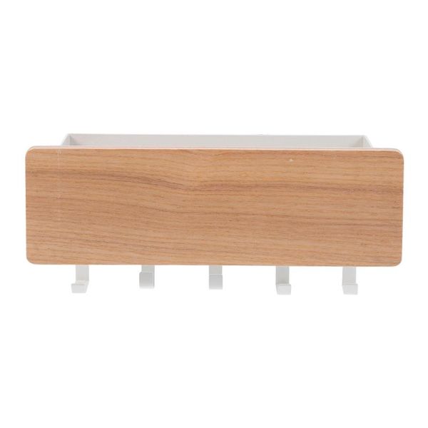 

hooks & rails 1pc durable wall-mounted shelf with storage rack wood