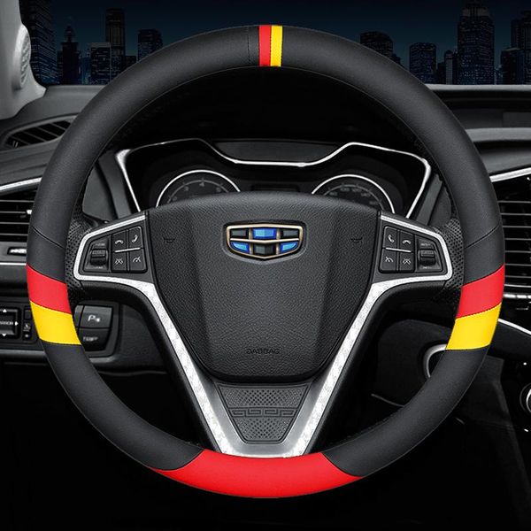 

steering wheel covers for geely fashion sports 3-lines leather car cover x70 emgrand ec7 gt atlas boyue nl3 gc9