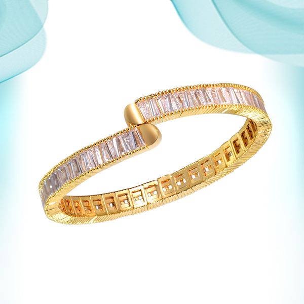 

trendy gold plated bangle simple crystal jewelry open elastic bracelet new popular hand accessories personalized bangles customized for wome, Black