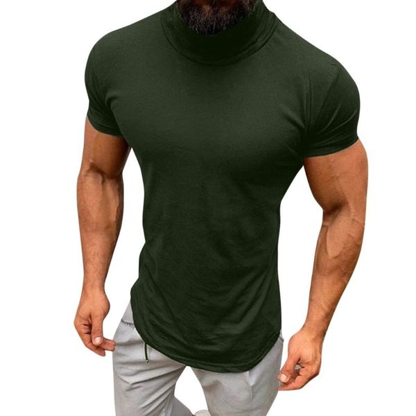 

men casual t-shirt spring summer solid color short sleeve turtleneck blouse shirts pullover camisa men's t-shirts, White;black