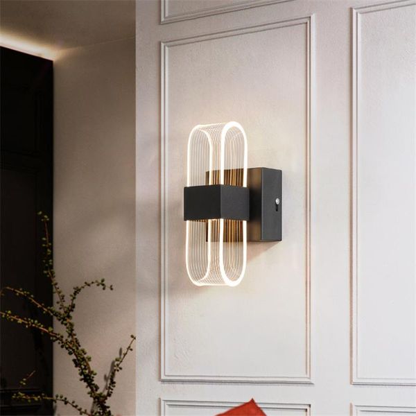 

wall lamp pmma lampshade lamps nordic modern living room bedroom sconce lights restaurant corridor glow plate deco fixtures