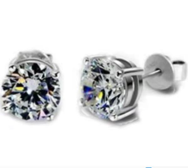 

stud vecalon handmade 4 claws earring 3ct dianond 925 sterling silver engagement wedding stud earrings for women men, Golden;silver