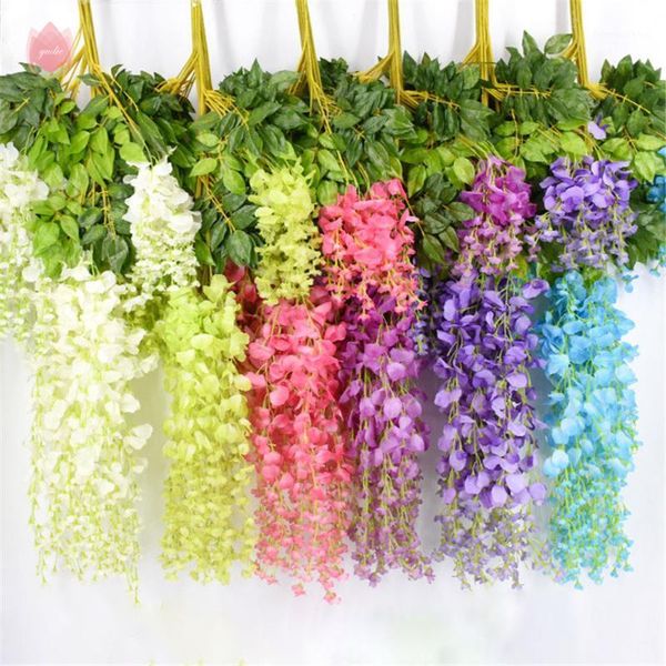 

decorative flowers & wreaths 1pcs artificial wisteria flower cane silk garland arch wedding diy home garden office decoration pendant1