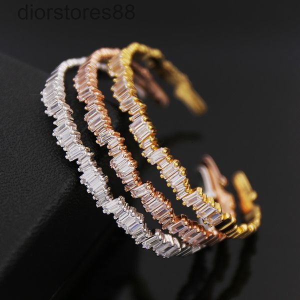 

bangles bracelet 56 party queen's exquisite sparkle long diamond irregular opening c-type copper plated with gold, Black