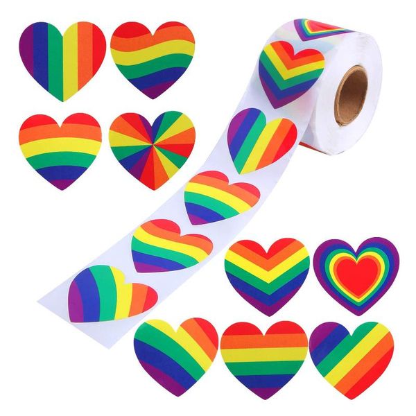 

wall stickers 500pcs/pack rainbow love heart baking pride self-adhesive valentines day sticker for positive