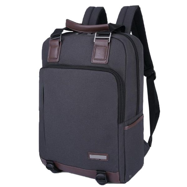 

backpack lapfor 15.6 inch women men business bag color grey & black gray oxford micro fiber leather material