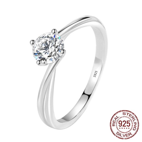 Anel de diamante de laboratório de 5,5 mm para festa feminina, joias elegantes para casamento, prata 925, anéis de noivado J-391
