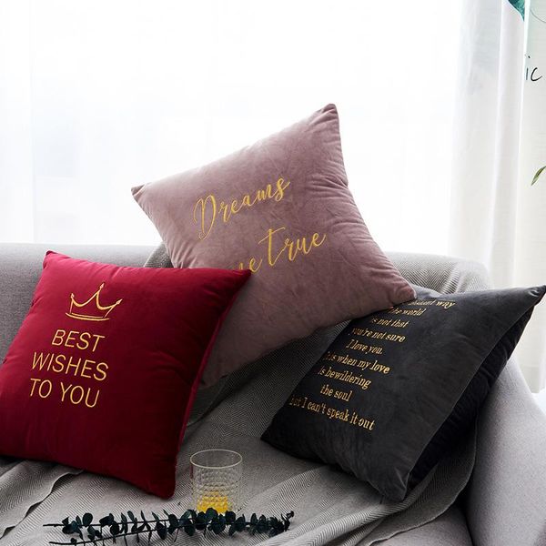 

45x45cm solid velvet cushion cover home decorative embroidery pillow for sofa bed car cushion/decorative