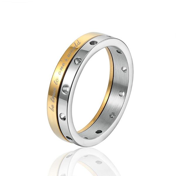 

cluster rings 2021 fashion 316l stainless steel plated gold love ring engagement married women, Golden;silver