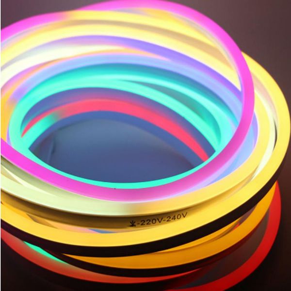 

strips led flexible strip light ac 220v 230v 240v smd 2835 neon flex tube 120led ip68 waterproof rope string lamp + eu power plug