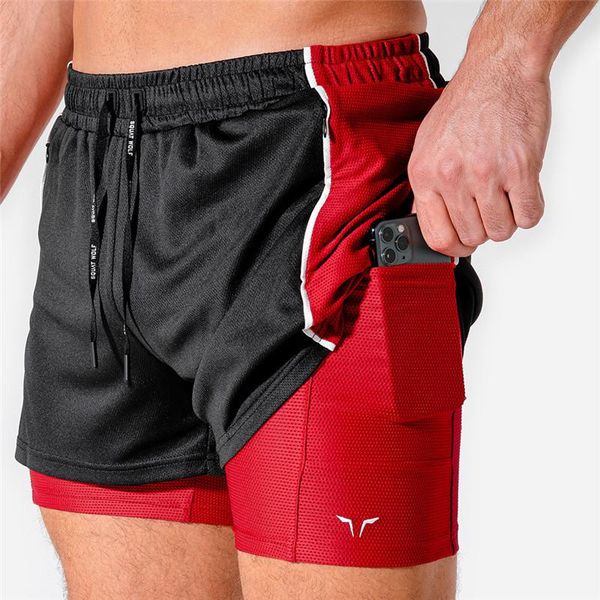

men's shorts 2021 summer men 2 in 1 quick dry compression gym bodybuilding male fitness casual brand beach homme short, White;black