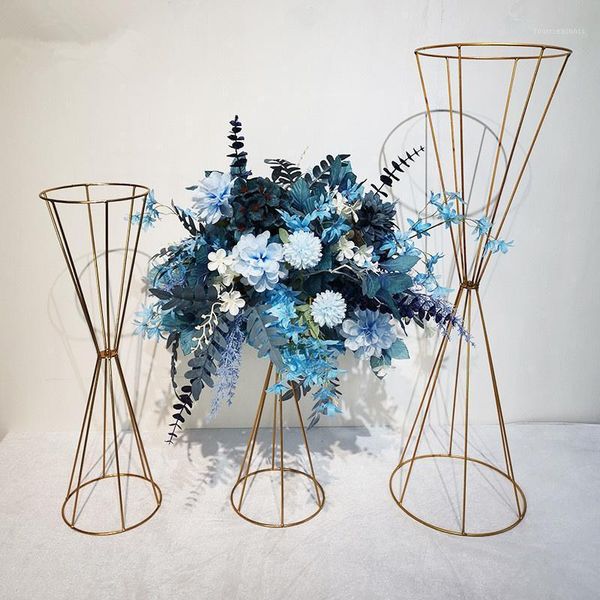 

party decoration 70cm/50cm flower vases gold/ white stands metal road lead wedding centerpiece flowers rack for event1