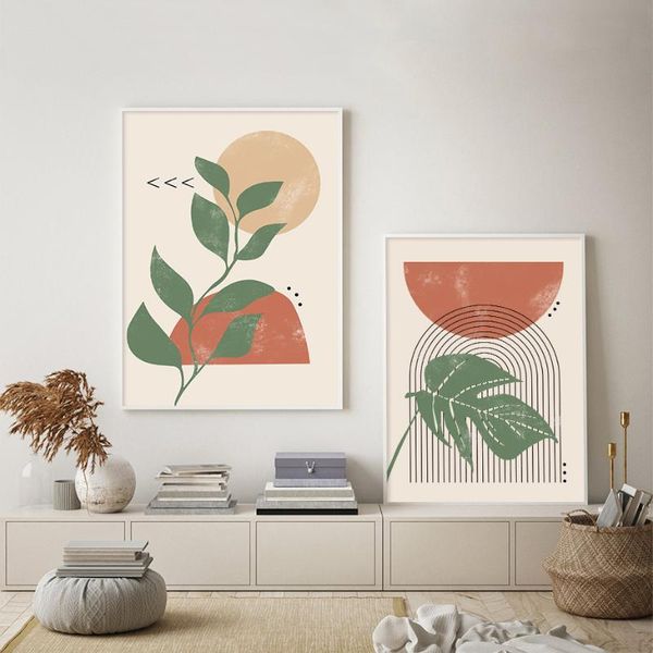 

paintings bohemia terracotta sun leaves posters abstract geometry bcanvas wall art prints picture living room interior decor