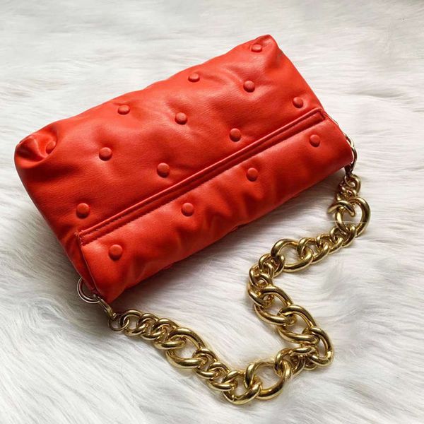 

branded women's shoulder pouch metal thick chain button bag luxury handbag women clutches ladies tote