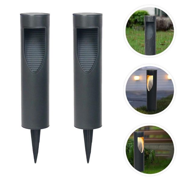 

solar lamps 2pcs led powered lawn ground garden decorative (black)