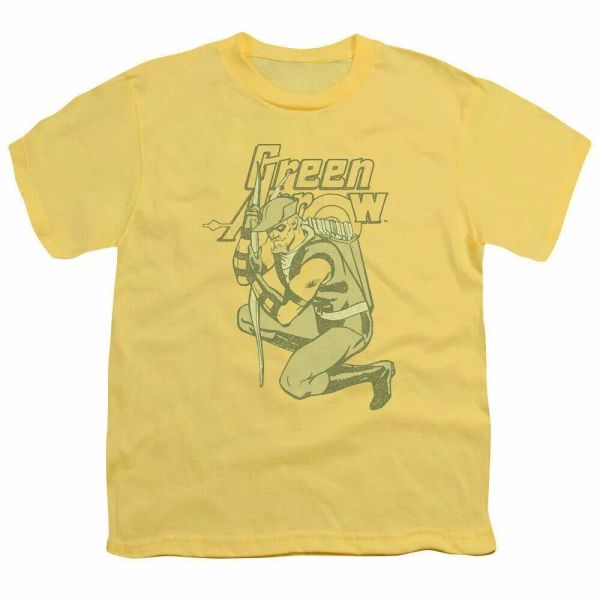 

Green Arrow On Target Kids Youth T Shirt Licensed DC Comics Tee Banana, White;black
